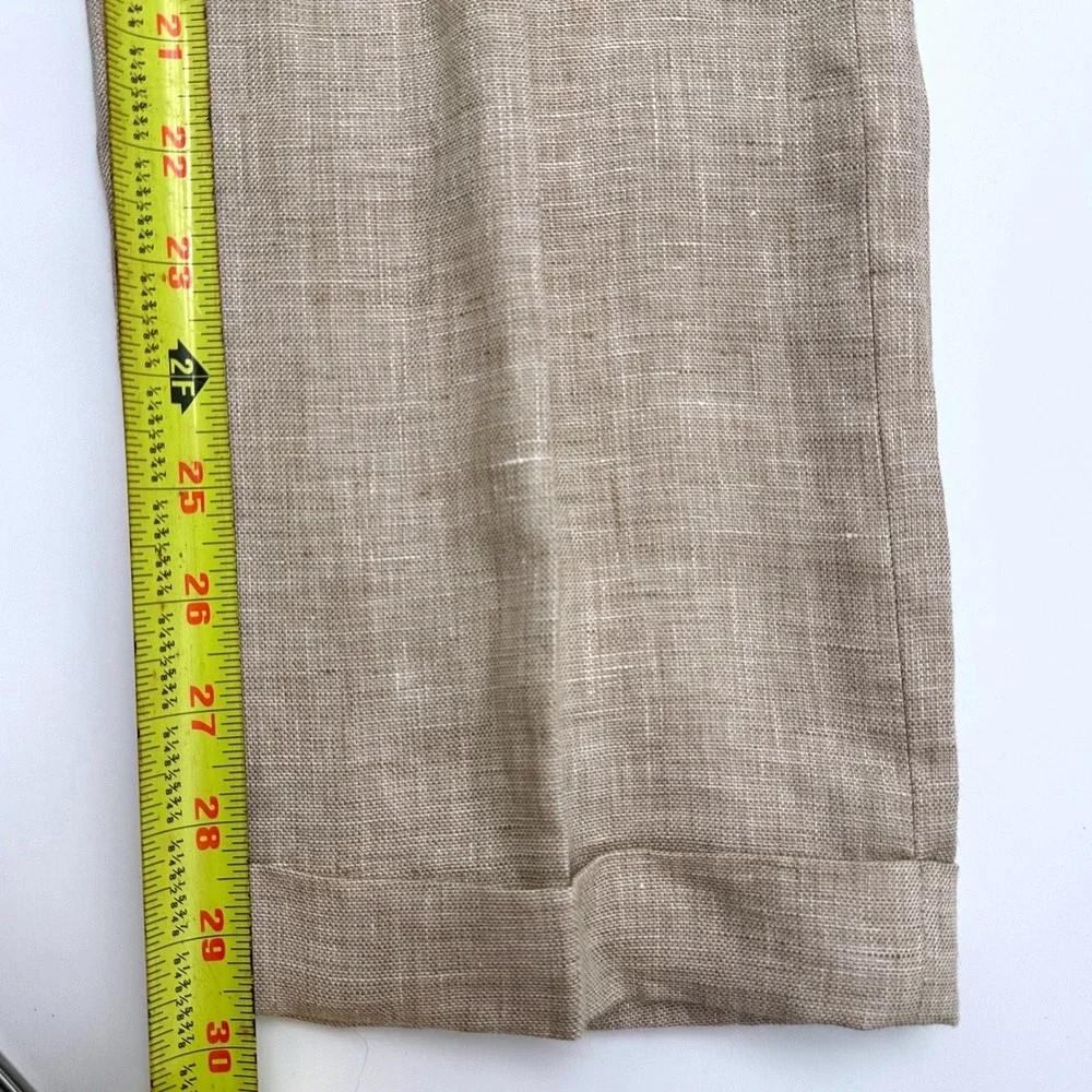 Murano Baird McNutt Linen Pants Mens 32x30 Alex Fit Tan Cuffed Dress Trousers
